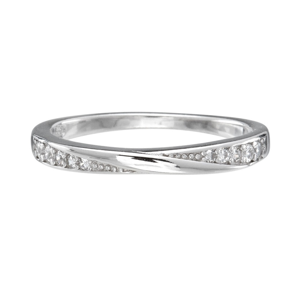 Sterling Silver & Cubic Zirconia Pave Crossover Ring